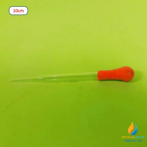 Pipet hút bằng thủy tinh, bầu cao su, dài 10cm