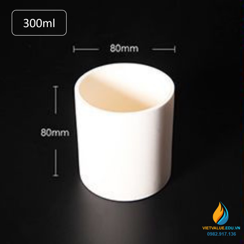 Cốc nhôm oxit Al2O3 tinh khiết hơn 99%, chịu nhiệt độ hơn 1600 độ C nung mẫu 300ml