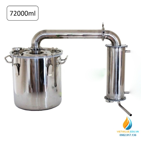 Nồi chưng cất tinh dầu, dung tích 72 lít, dùng nhiệt ngoài, Inox không gỉ