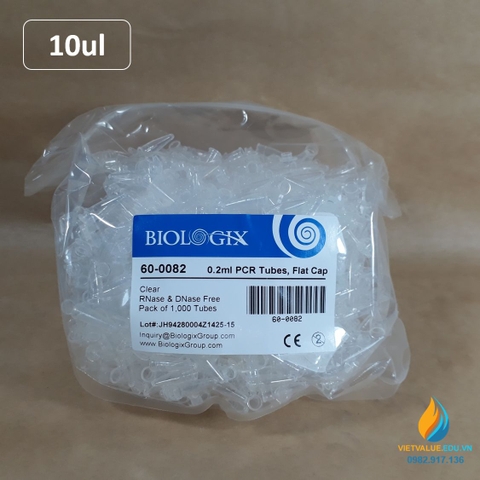 Đầu côn trắng, dung tích 10ul, đóng gói túi 1000 cái, hãng Biologix Mỹ, tiệt trùng hoàn toàn