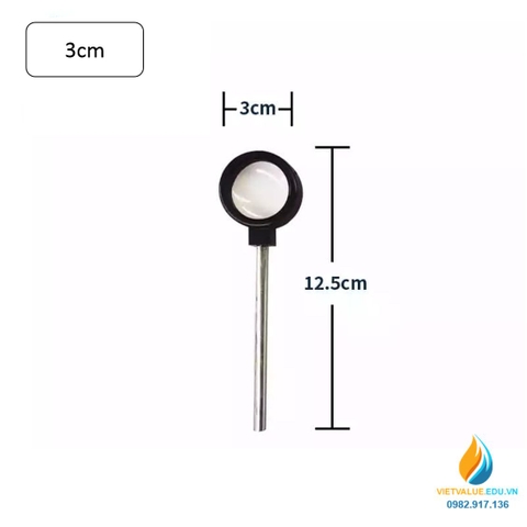 Ống hội tụ, thanh cắm, đường kính 3 cm, tiêu cự 5cm