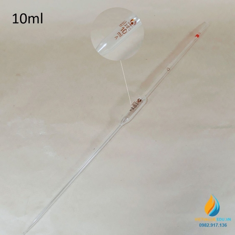 Pipet bầu thủy tinh 10ml, pipet bầu hút định lượng hút chính xác