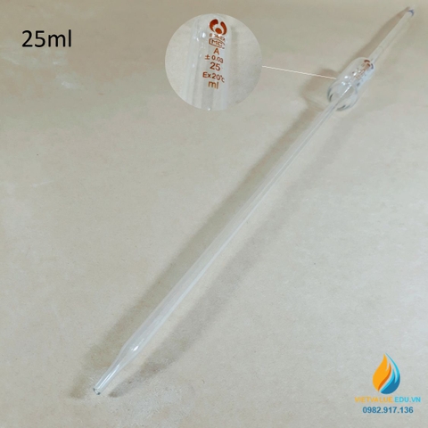 Pipet bầu thủy tinh 25ml, pipet bầu hút định lượng hút chính xác