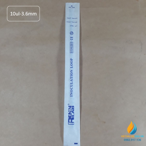 Que cấy vi sinh 10ul đầu tròn 3,6mm, nhựa tiệt trùng dùng 1 lần, gói 100 cái