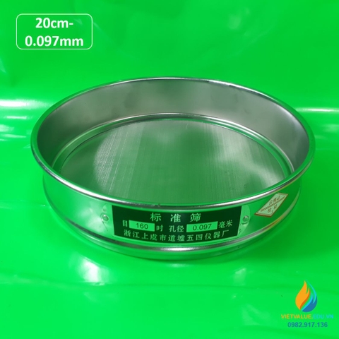 Sàng rây tiêu chuẩn đường kính 20cm kích thước mắt sàng 0.097mm, mã sàng số 160