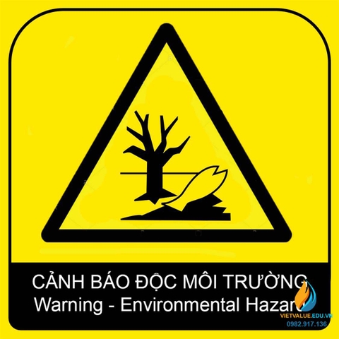 Tấm cảnh báo chất gây ô nhiễm môi trường, kích thước 30x30cm