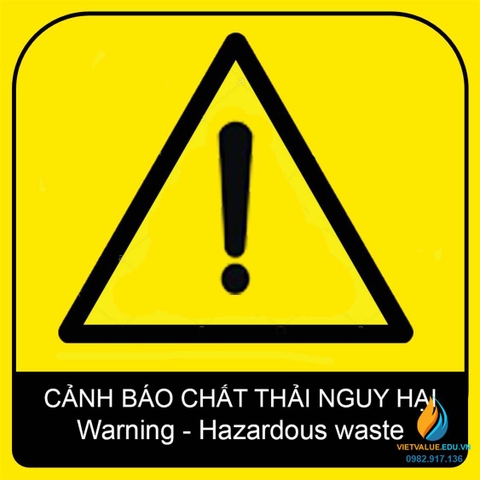 Tấm cảnh báo chất thải nguy hại, kích thước 30x30cm