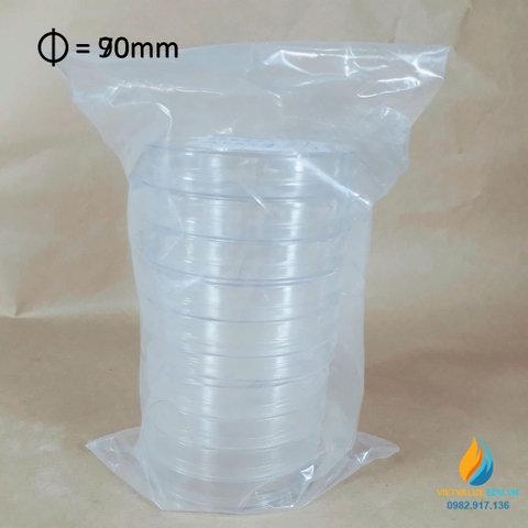 Túi 10 đĩa petri khử trùng, đĩa nuôi cấy đường kính 90mm
