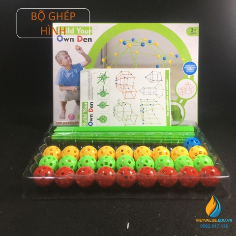 Bộ ghép hình học không gian 3, bộ dụng cụ ghép các khối hình không gian