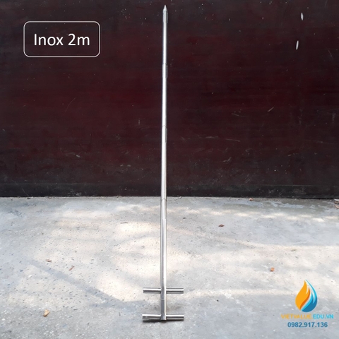 Xiên Inox lấy mẫu đất, Inox 304, dài 2m, có cán cầm, xiên inox lấy mẫu đất