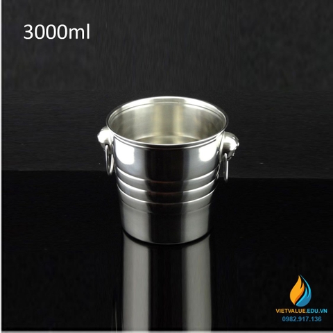 Xô inox  dung tích 3000ml có quai xách, vật tư pha chế