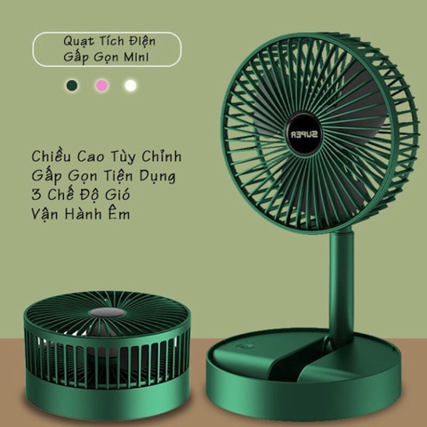Quạt Sạc Super FS-21 Để Bàn Gấp Gọn