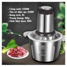 Máy xay thịt đa năng cối Inox 304 dung tích 2L 4 lưỡi dao bằng thép