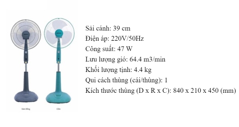 Quạt đứng Senko DD-1602 có đèn