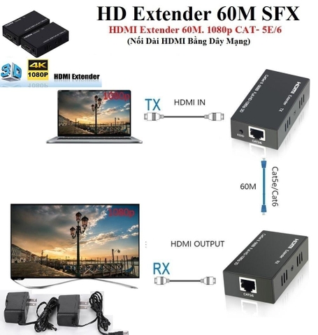 HD Extender 60M SFX ( bộ nối dài hdmi dây lan 60m )