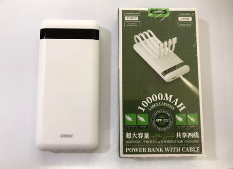 Pin Dự Phòng Remax 10.000mah RPP-222 kèm 4 đầu sạc