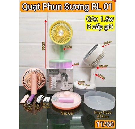 Quạt Sạc Tích Điện RL-01 Phun Sương