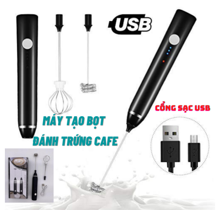 Máy Đánh Trứng Cafe 2 Đầu Pin Sạc