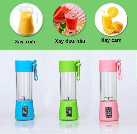 Máy Xay Sinh Tố HM-03 Cầm Tay 380ml ( 6 Lưỡi ) Pin Sạc