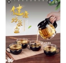 Bộ Tách Trà 4 Ly Thủy Tinh Có Lõi Lọc