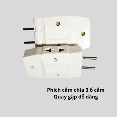 Phích Cắm Điện Dẹp Chia 3 Ổ Cắm