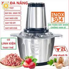 Máy xay thịt đa năng cối Inox 304 dung tích 2L 4 lưỡi dao bằng thép