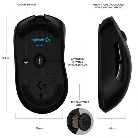 MOUSE KO DÂY LOGITECH G703 ( PIN SẠC )