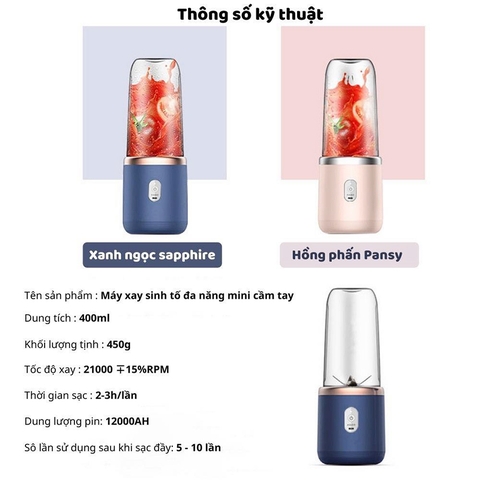 Máy Xay Sinh Tố Chigo ( 2 cối ) Đa Năng Pin Sạc