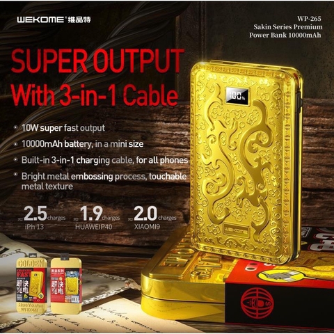 Pin Dự Phòng 10.000mah Wekome WP-265 CHÍNH HÃNG