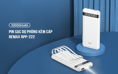 Pin Dự Phòng Remax 10.000mah RPP-222 kèm 4 đầu sạc
