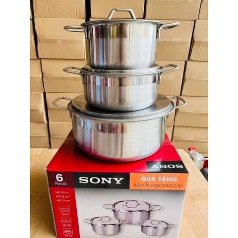 Bộ 3 Nồi Sony inox Cao Cấp ( Size:16-18-24cm )