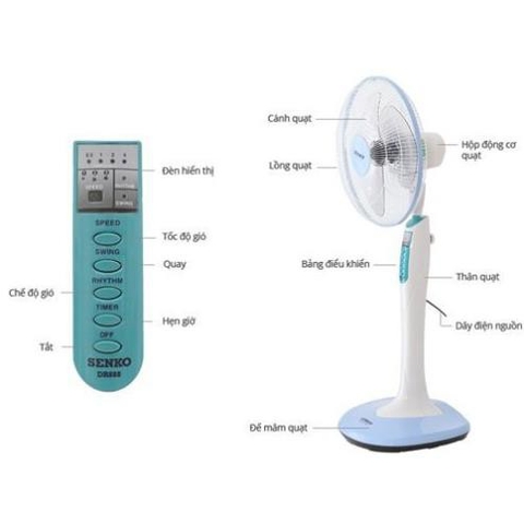Quạt đứng Senko DD-1602 có đèn