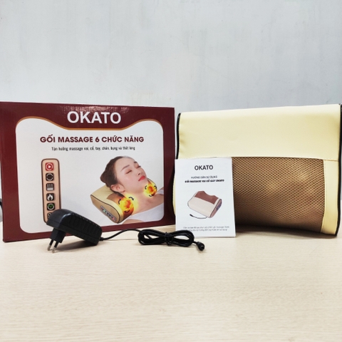 Gối Massage Okato 20 Bi Hồng Ngoại Vai Cổ Gáy