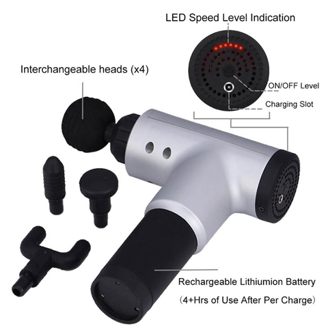 Máy Massage Gun KH-320 ( 4 Đầu ) Đầu Đồng Cao Cấp