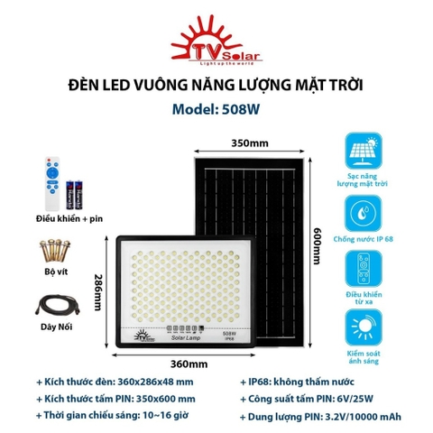 Đèn pha năng lượng mặt trời Tổ ong Solar 508W
