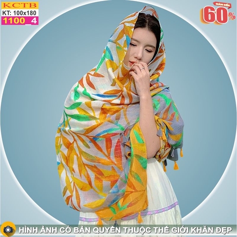 Khăn Choàng Cổ Coton Vải Lanh Thế Giới Khăn Đẹp KHTB1100_4