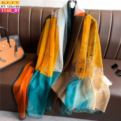 Khăn Lụa Tơ Tằm Thế Giới Khăn Đẹp cao cấp KLTT 14601