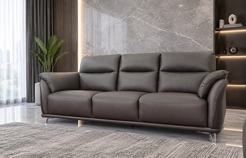 Bộ sofa da thật 05802/HL LRM Col 1250 màu da bò, ghế 3 chỗ và ghế đơn tại MELINH FURNITURE