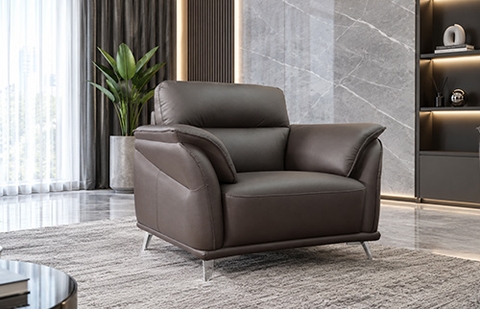 Bộ sofa da thật 05802/HL LRM Col 1250 màu da bò, ghế 3 chỗ và ghế đơn tại MELINH FURNITURE