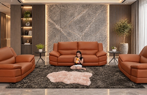 Bộ sofa da thật 191LX/GM5420 màu Manhattan tại MELINH FURNITURE