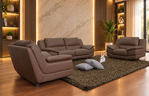 Bộ sofa da thật 191LX/GM5292 màu nâu hồ đào (Pecan) tại MELINH FURNITURE