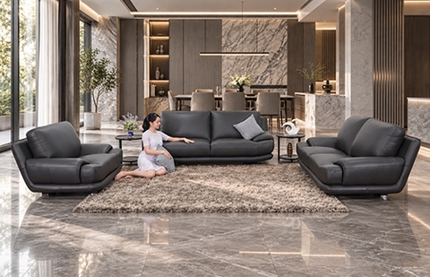 Bộ sofa da thật 202/BV1748 màu nâu socola (Chocolate)