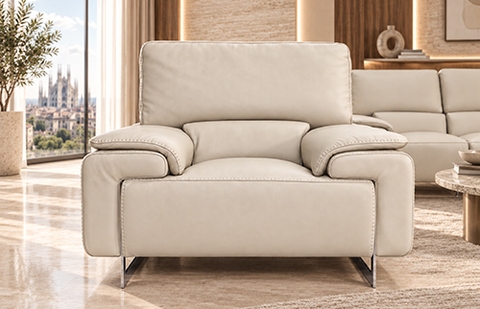 Bộ sofa da Ý GINESTRA Cat C 3147 màu xám ngọc trai Pearl Grey tại MELINH FURNITURE
