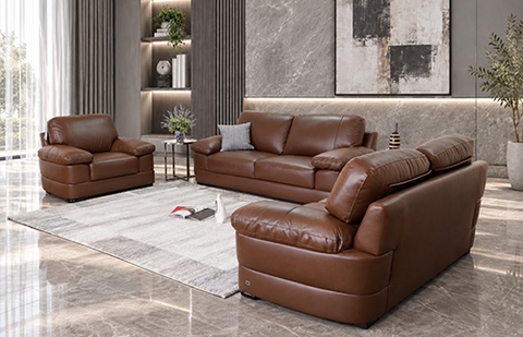 Bộ sofa da thật EXCELLENCE/BROWN-75 HL màu nâu, nhập khẩu Thái Lan tại MELINH FURNITURE