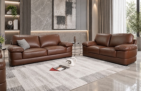 Bộ sofa da thật EXCELLENCE/BROWN-75 HL màu nâu, nhập khẩu Thái Lan tại MELINH FURNITURE