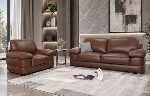 Bộ sofa da thật EXCELLENCE/BROWN-75 HL màu nâu, nhập khẩu Thái Lan tại MELINH FURNITURE
