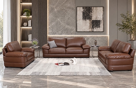 Bộ sofa da thật EXCELLENCE/BROWN-75 HL màu nâu, nhập khẩu Thái Lan