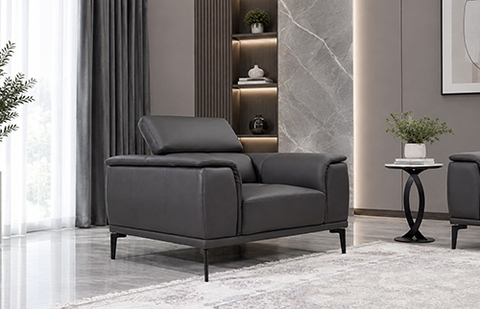 Bộ sofa da thật 179/HL 8817 màu nâu đậm, lưng cao tại MELINH FURNITURE