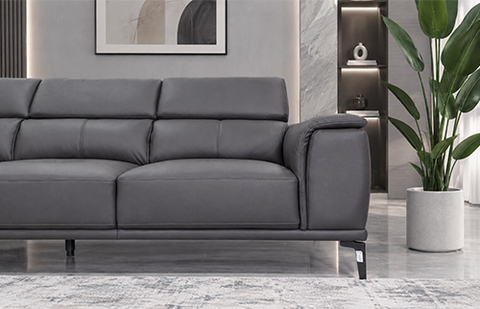 Bộ sofa da thật 179/HL 8817 màu nâu đậm, lưng cao tại MELINH FURNITURE