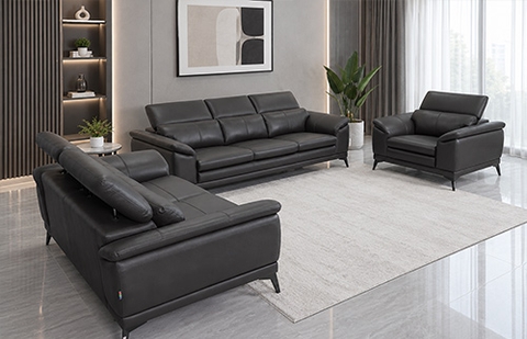 Bộ sofa da thật 212/HL TL 429 màu nâu socola, gồm ghế 1, 2 và 3 chỗ tại MELINH FURNITURE